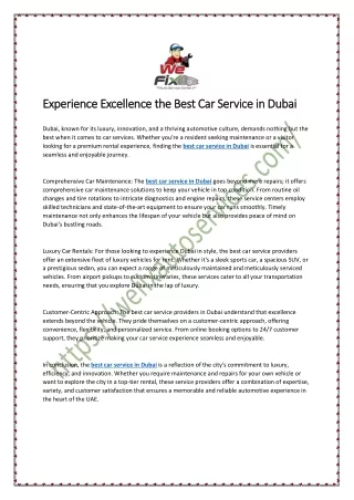Experience Excellence The Best Car Service in Dubai