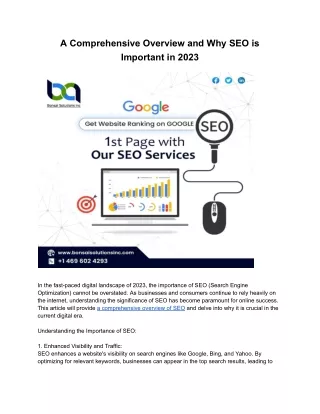 A Comprehensive Overview and Why SEO is Important in 2023