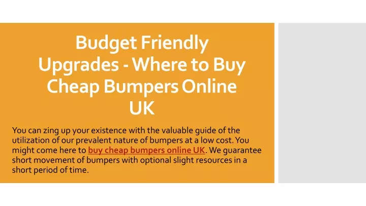 budget friendly upgrades where to buy cheap bumpers online uk