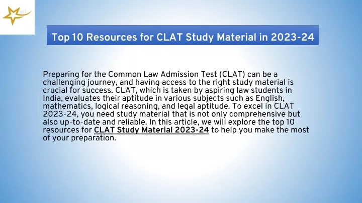 top 10 resources for clat study material in 2023 24