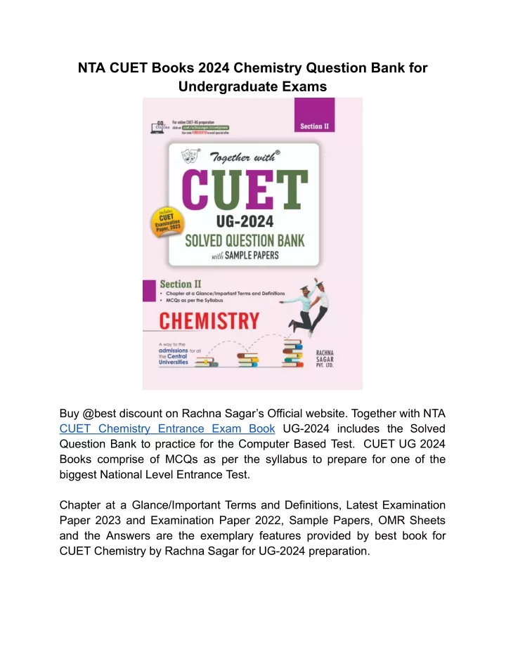 nta cuet books 2024 chemistry question bank