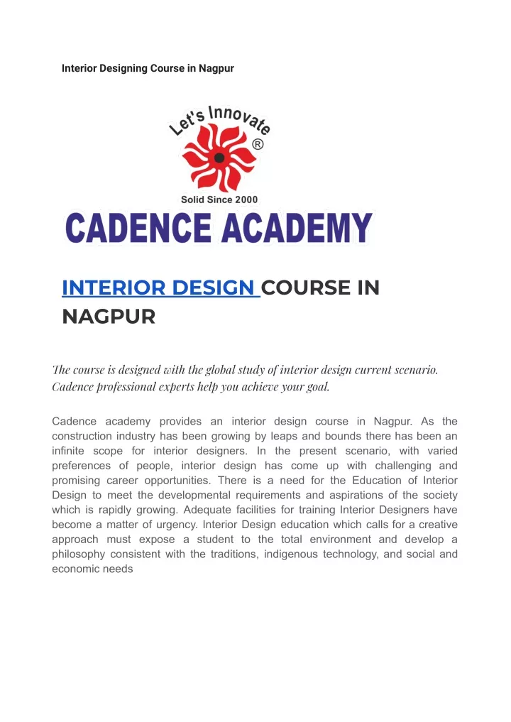 interior designing course in nagpur