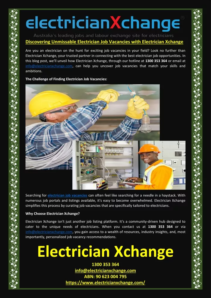 discovering unmissable electrician job vacancies