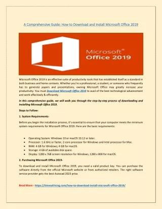 A Comprehensive Guide: How to Download and Install Microsoft Office 2019