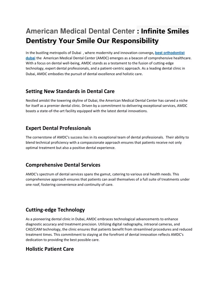 american medical dental center infinite smiles