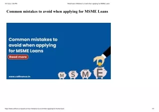 What Common mistakes to avoid when applying for MSME Loans