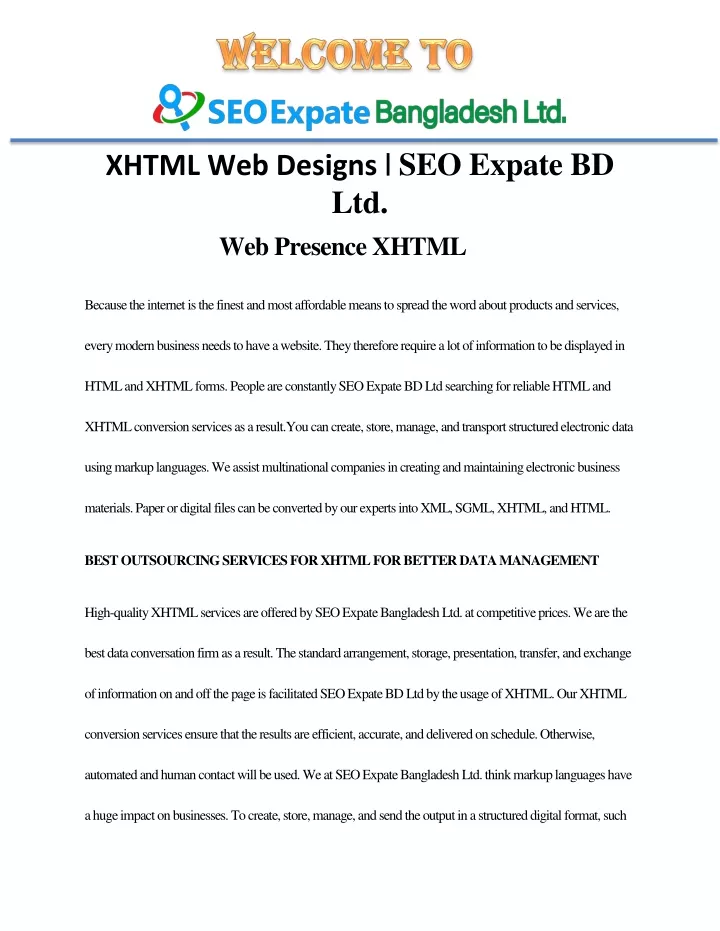 xhtml web designs seo expate bd ltd