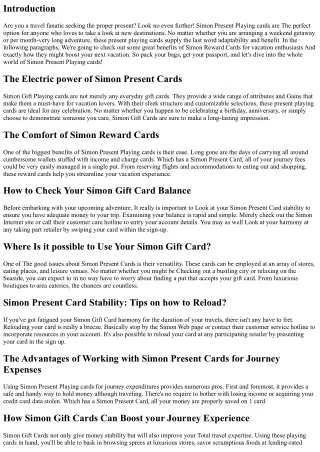 Simon Reward Cards for Vacation Fans: Store and Discover!