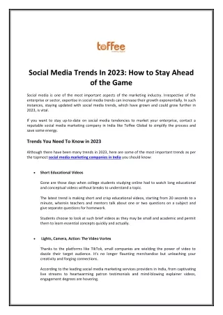 Social Media Trends In 2023: How to Stay Ahead of the Game