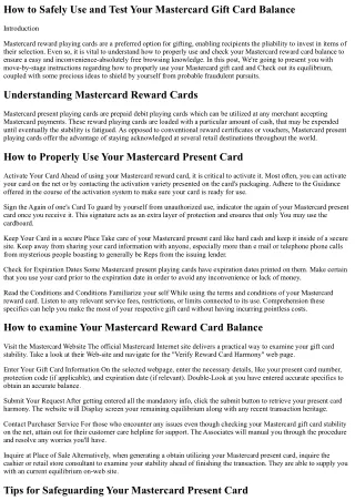 How you can Securely Use and Verify Your Mastercard Present Card Harmony