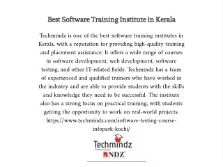 Best Software Training Institute in Kerala