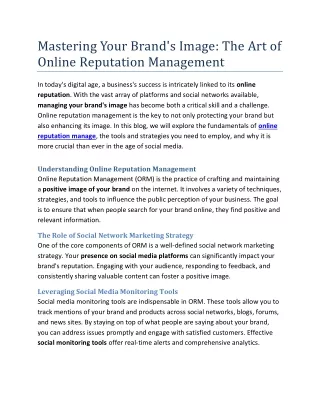 Mastering Your Brand's Image -The Art of Online Reputation Management
