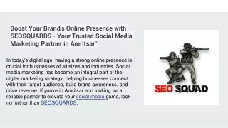 Boost Your Brand's Online Presence with SEOSQUARDS - Your Trusted Social Media Marketing Partner in Amritsar_