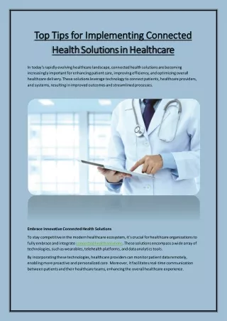 Top Tips for Implementing Connected Health Solutions in Healthcare