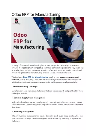 Odoo ERP for Manufacturing | Balj Technology