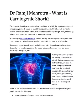 Dr Ramji Mehrotra - What is Cardiogenic Shock