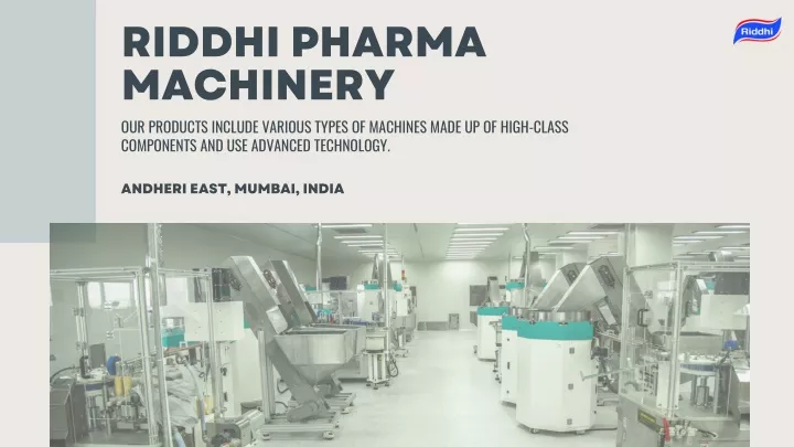 riddhi pharma machinery our products include