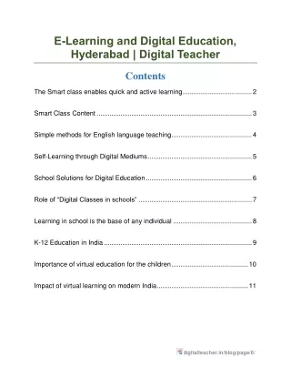 E-Learning and Digital Education,Hyderabad | Digital Teacher