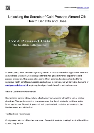 Cold-Pressed Almond Oil