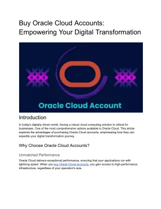 Buy Oracle Cloud Accounts_ Empowering Your Digital Transformation