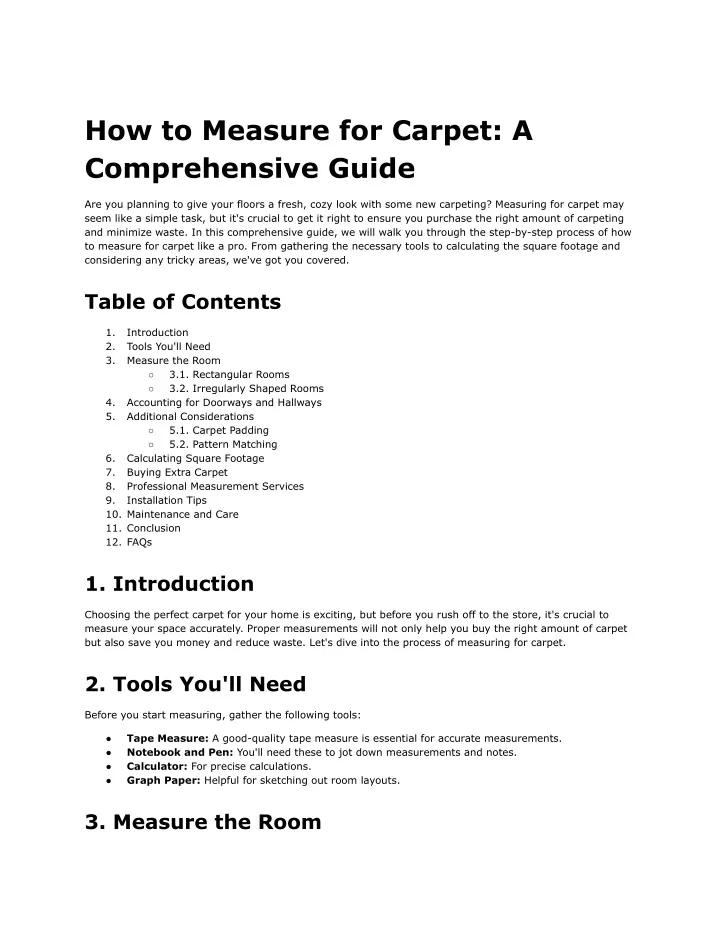 how to measure for carpet a comprehensive guide