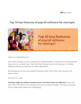 Top 10 key features of payroll software for startups!