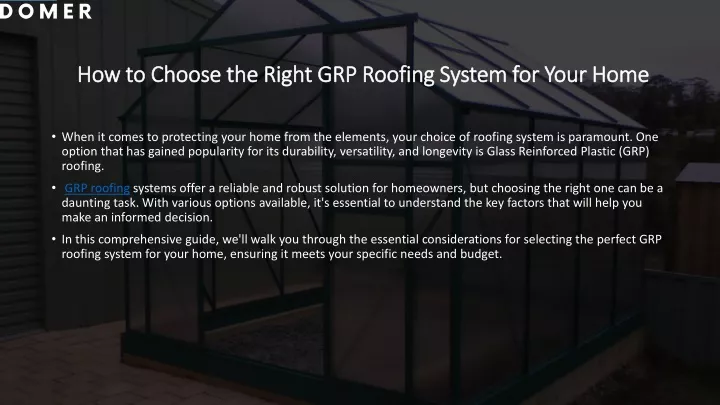 how to choose the right grp roofing system for your home