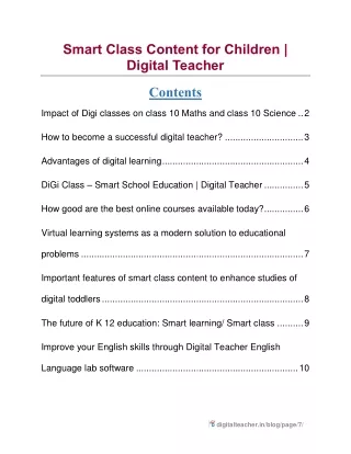 Smart Class Content for Children |Digital Teacher