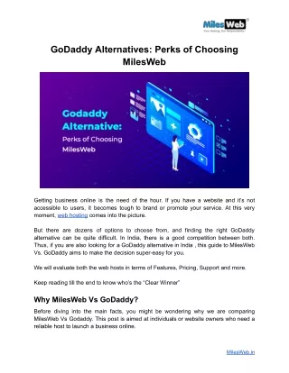 GoDaddy Alternatives_ Perks of Choosing MilesWeb