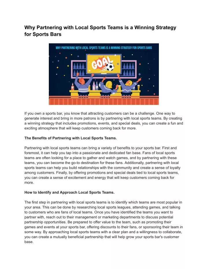 why partnering with local sports teams