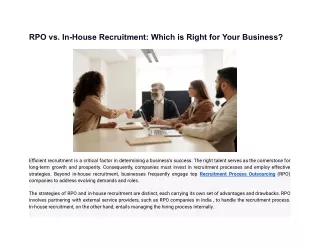 RPO vs. In-House Recruitment: Which is Right for Your Business?