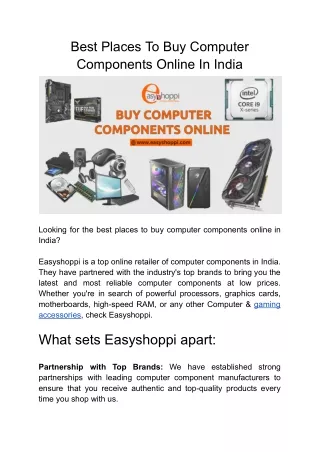 Best places to buy computer components online in India