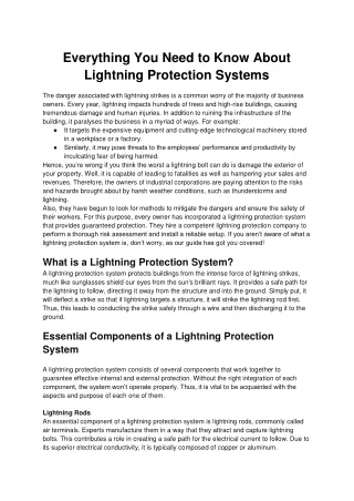 Everything You Need to Know About Lightning Protection Systems
