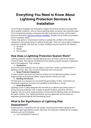 Everything You Need to Know About Lightning Protection Services & Installation