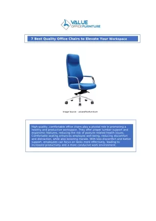 7 Best Quality Office Chairs to Elevate Your Workspace | Value Office Furniture