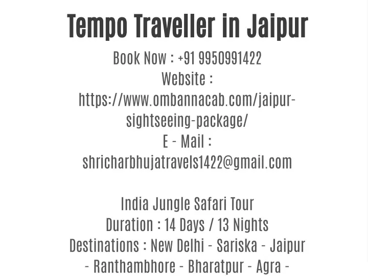 tempo traveller in jaipur book now 91 9950991422