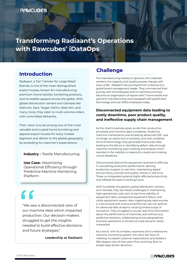 transforming radiaant s operations with rawcubes