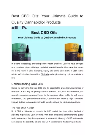 Best CBD Oils_ Your Ultimate Guide to Quality Cannabidiol Products