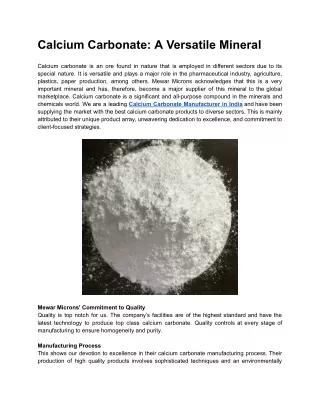 Calcium Carbonate: A Versatile Mineral