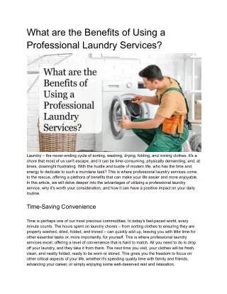 What are the Benefits of Using a Professional Laundry Services_