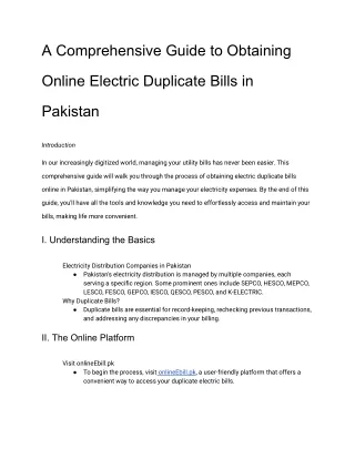 Online Web Bills