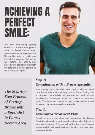 Achieving a Perfect Smile The Step-by-Step Process of Getting Braces with a Specialist in Pune's Deccan Area.