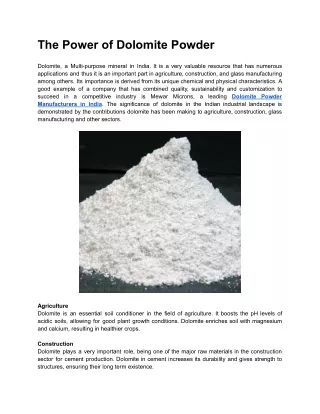 The Power of Dolomite Powder