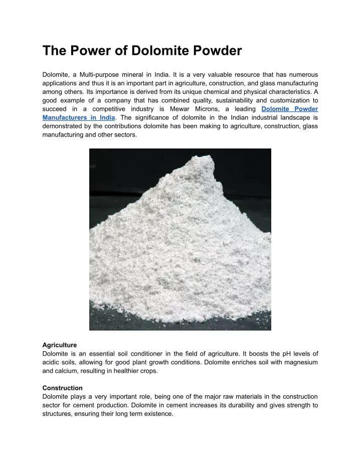 the power of dolomite powder