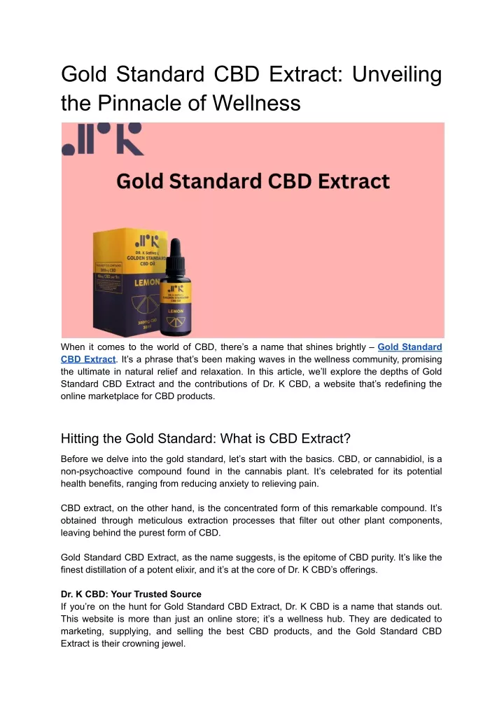 gold standard cbd extract unveiling the pinnacle