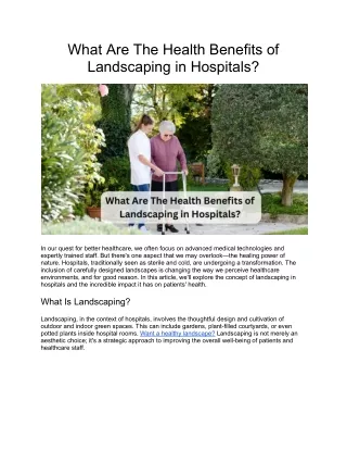 What Are The Health Benefits of Landscaping in Hospitals