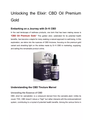 Unlocking the Elixir_ CBD Oil Premium Gold