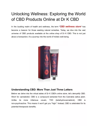 Unlocking Wellness_ Exploring the World of CBD Products Online at Dr K CBD