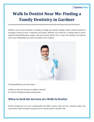 Finding A Family Dentistry in Gardner