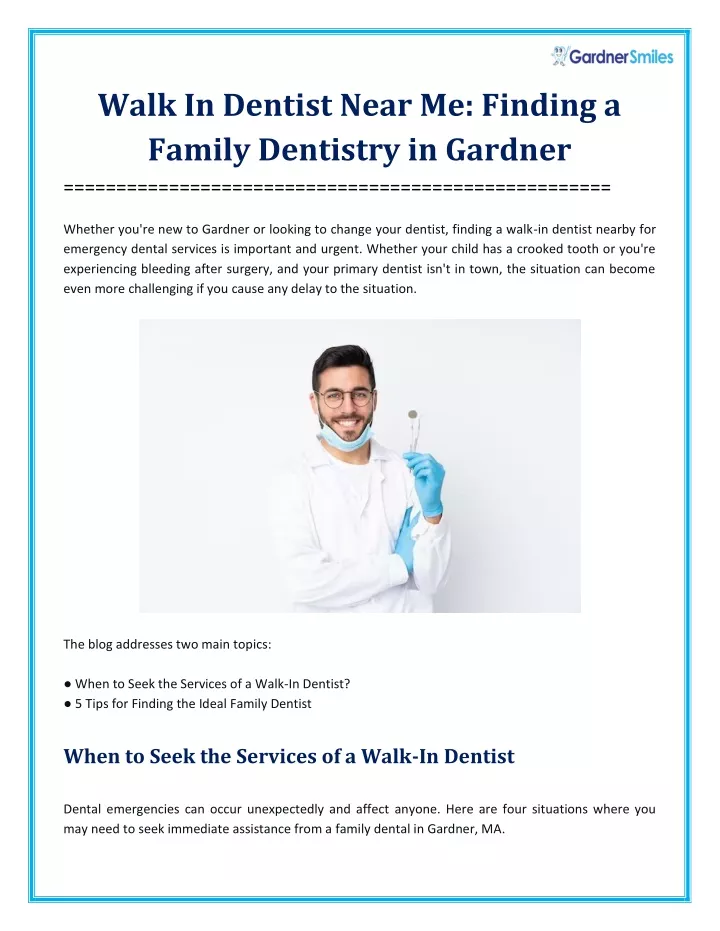 walk in dentist near me finding a family